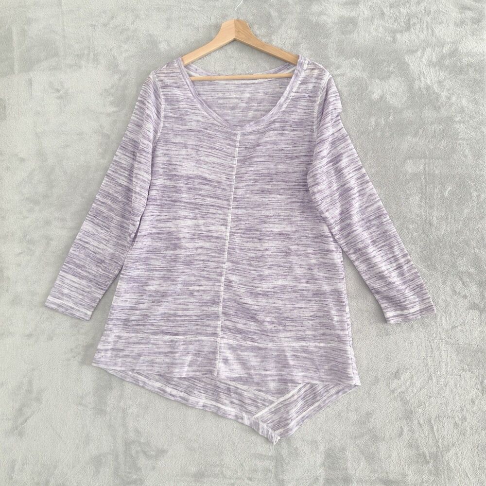 Soft Surroundings Tunic Top Womens Large Heather Purple Asymmetric Hem
